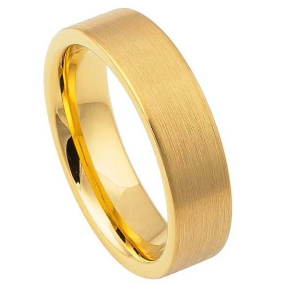 6mm Yellow Gold women Flat Tungsten Wedding Band